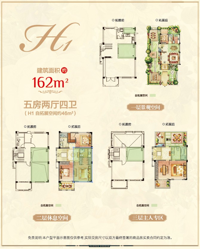 五房?jī)蓮d四衛(wèi)  建筑面積：162㎡
